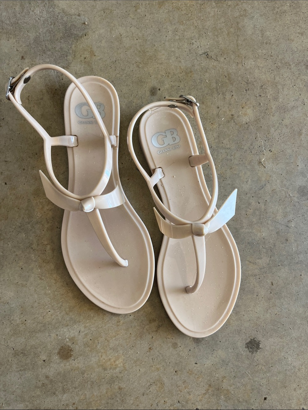 Gianni Bini Pale Pink Bow Jelly T-Strap Sandals - Women
